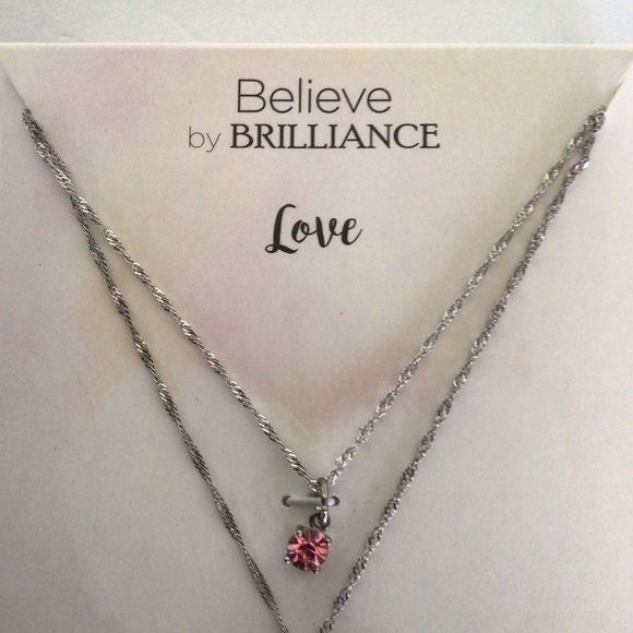 BELIEVE BY BRILLIANCE CRYSTAL HEART NECKLACE NWT - Picture 6 of 10